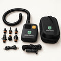 PocketAir Paddle SUP & Kayak Pump with The Pocket Garage branding on a warm off-white background.