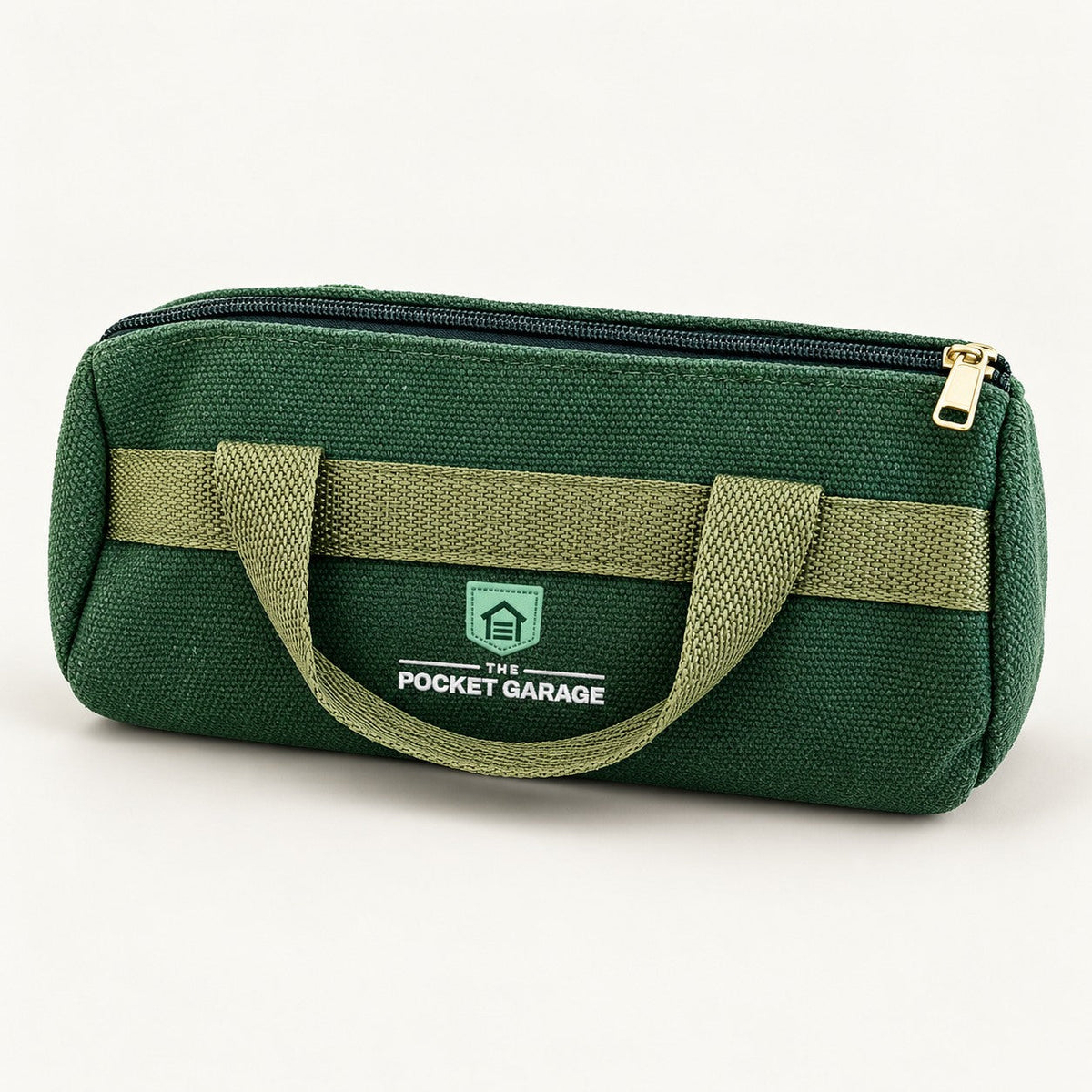 PocketJump Carry Case with The Pocket Garage branding on a warm off-white background.