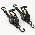 PocketStrap Retractable Ratchet Tie-Downs (9 ft), 2-pack with The Pocket Garage branding on a warm off-white background.