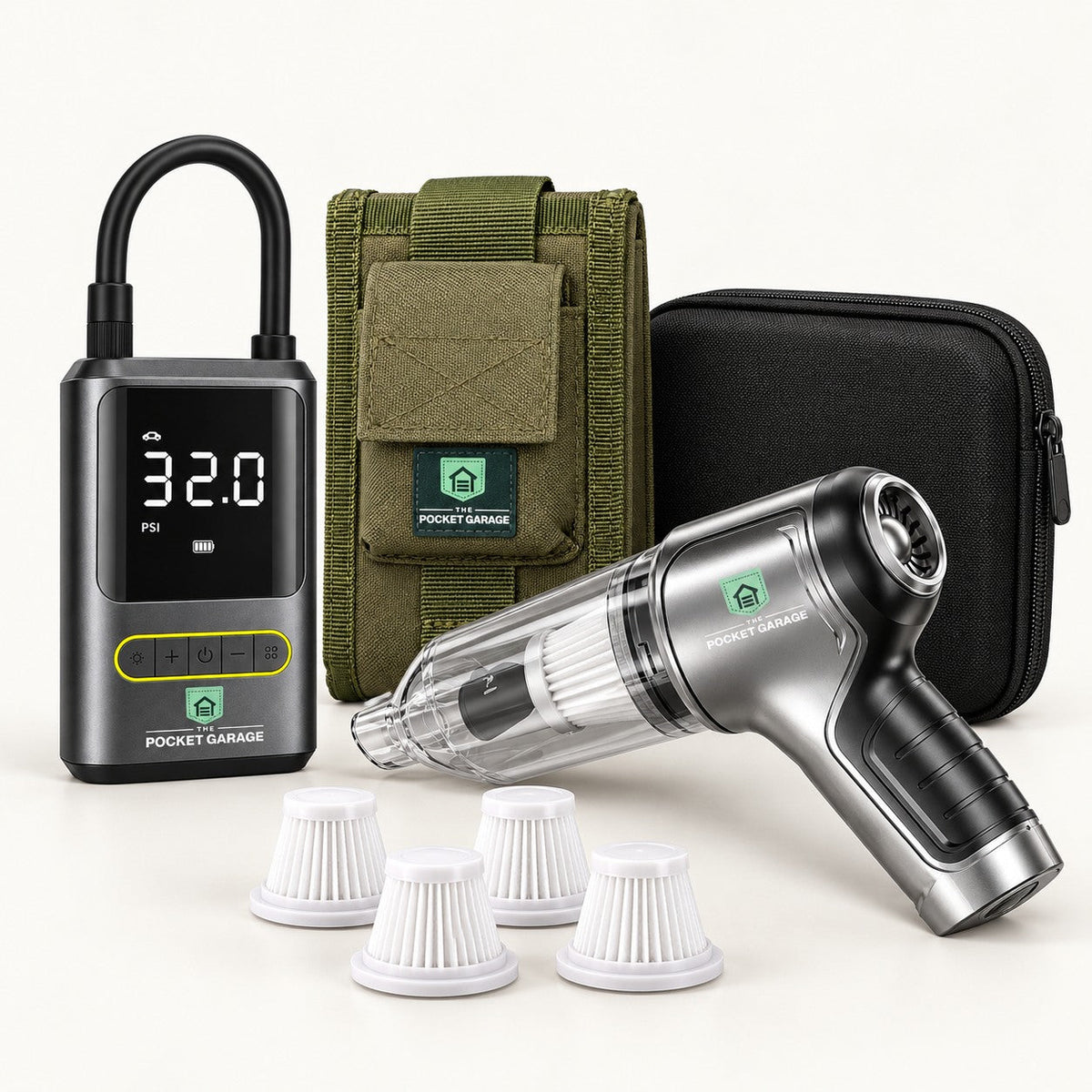 The Glovebox Kit with The Pocket Garage branding on a warm off-white background.