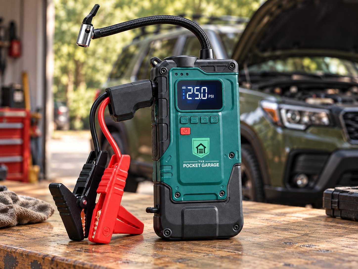 PocketJump 4-in-1 Jump Starter & Tire Inflator in an everyday use setting