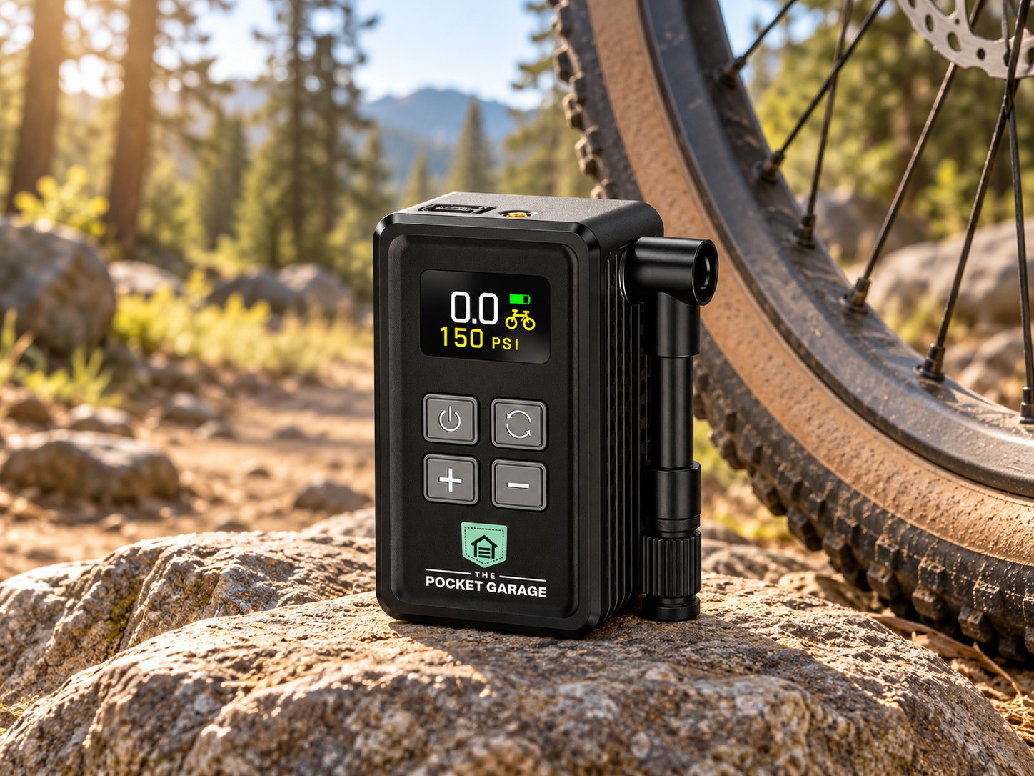 PocketAir Mini Cordless Bike Pump in an everyday use setting